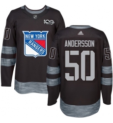 Men's Adidas New York Rangers #50 Lias Andersson Authentic Black 1917-2017 100th Anniversary NHL Jersey