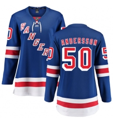 Women's New York Rangers #50 Lias Andersson Fanatics Branded Royal Blue Home Breakaway NHL Jersey