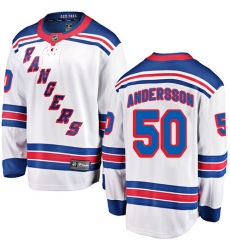 Youth New York Rangers #50 Lias Andersson Fanatics Branded White Away Breakaway NHL Jersey