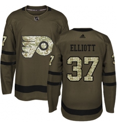 Youth Adidas Philadelphia Flyers #37 Brian Elliott Authentic Green Salute to Service NHL Jersey