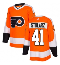 Men's Adidas Philadelphia Flyers #41 Anthony Stolarz Premier Orange Home NHL Jersey