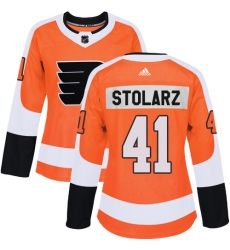 Women's Adidas Philadelphia Flyers #41 Anthony Stolarz Premier Orange Home NHL Jersey