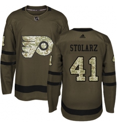 Youth Adidas Philadelphia Flyers #41 Anthony Stolarz Premier Green Salute to Service NHL Jersey