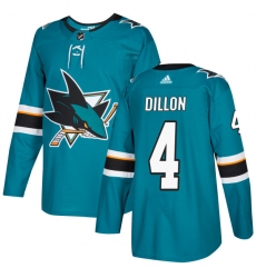 Youth Adidas San Jose Sharks #4 Brenden Dillon Authentic Teal Green Home NHL Jersey