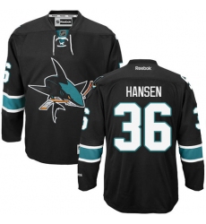 Women's Reebok San Jose Sharks #36 Jannik Hansen Premier Black Third NHL Jersey