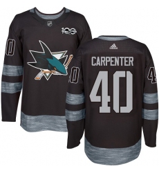 Men's Adidas San Jose Sharks #40 Ryan Carpenter Premier Black 1917-2017 100th Anniversary NHL Jersey