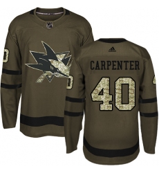 Men's Adidas San Jose Sharks #40 Ryan Carpenter Premier Green Salute to Service NHL Jersey