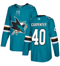 Men's Adidas San Jose Sharks #40 Ryan Carpenter Premier Teal Green Home NHL Jersey