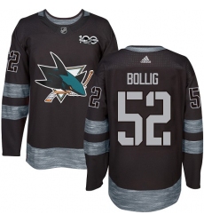 Men's Adidas San Jose Sharks #52 Brandon Bollig Authentic Black 1917-2017 100th Anniversary NHL Jersey