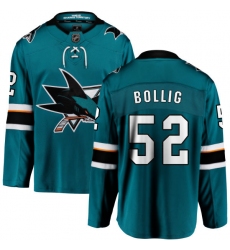 Youth San Jose Sharks #52 Brandon Bollig Fanatics Branded Teal Green Home Breakaway NHL Jersey