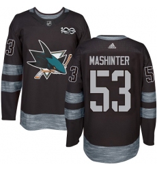 Men's Adidas San Jose Sharks #53 Brandon Mashinter Authentic Black 1917-2017 100th Anniversary NHL Jersey