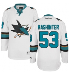 Men's Reebok San Jose Sharks #53 Brandon Mashinter Authentic White Away NHL Jersey