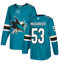 Youth Adidas San Jose Sharks #53 Brandon Mashinter Authentic Teal Green Home NHL Jersey