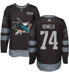 Men's Adidas San Jose Sharks #74 Dylan DeMelo Premier Black 1917-2017 100th Anniversary NHL Jersey