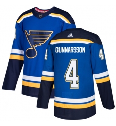 Men's Adidas St. Louis Blues #4 Carl Gunnarsson Premier Royal Blue Home NHL Jersey