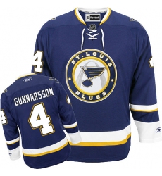 Youth Reebok St. Louis Blues #4 Carl Gunnarsson Premier Navy Blue Third NHL Jersey