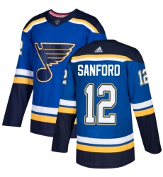 Youth Adidas St. Louis Blues #12 Zach Sanford Premier Royal Blue Home NHL Jersey