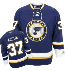 Women's Reebok St. Louis Blues #37 Klim Kostin Premier Navy Blue Third NHL Jersey