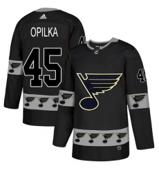 Men's Adidas St. Louis Blues #45 Luke Opilka Authentic Black Team Logo Fashion NHL Jersey