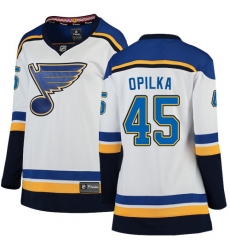 Women's St. Louis Blues #45 Luke Opilka Fanatics Branded White Away Breakaway NHL Jersey