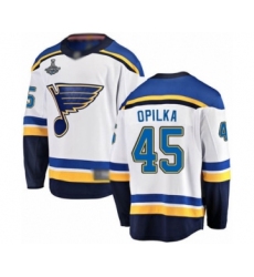 Youth St. Louis Blues #45 Luke Opilka Fanatics Branded White Away Breakaway 2019 Stanley Cup Champions Hockey Jersey