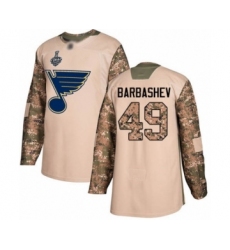 Youth St. Louis Blues #49 Ivan Barbashev Authentic Camo Veterans Day Practice 2019 Stanley Cup Final Bound Hockey Jersey