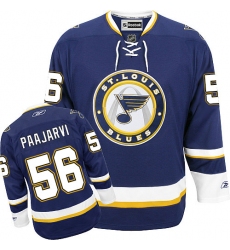 Women's Reebok St. Louis Blues #56 Magnus Paajarvi Authentic Navy Blue Third NHL Jersey