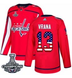 Youth Adidas Washington Capitals #13 Jakub Vrana Authentic Red USA Flag Fashion 2018 Stanley Cup Final Champions NHL Jersey