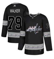 Men's Adidas Washington Capitals #79 Nathan Walker Authentic Black Team Logo Fashion NHL Jersey