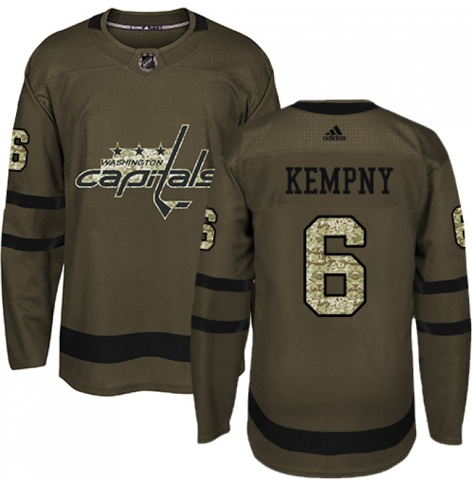 Men's Adidas Washington Capitals #6 Michal Kempny Authentic Green Salute to Service NHL Jersey