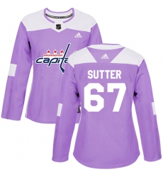Women's Adidas Washington Capitals #67 Riley Sutter Authentic Purple Fights Cancer Practice NHL Jersey