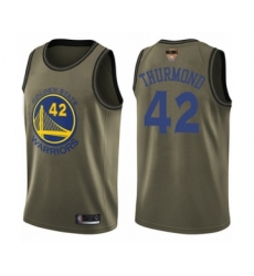 Men's Golden State Warriors #42 Nate Thurmond Swingman Green Salute to Service 2019 Basketball Finals Bound Basketball Jersey