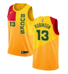 Men's Nike Milwaukee Bucks #13 Glenn Robinson Swingman Yellow NBA Jersey - City Edition