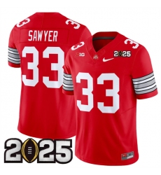 Men's Ohio State Buckeyes #33 Jack Sawyer Red 2025 CFP Final F.U.S.E. Vapor Limited Stitched Football Jersey