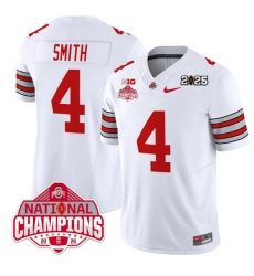 Men's Ohio State Buckeyes #4 Jeremiah Smith White 2025 CFP Final With National Champions F.U.S.E. Vapor Limited Stitched Football Jersey