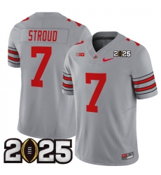 Men's Ohio State Buckeyes #7 C.J. Stroud Grey 2025 CFP Final F.U.S.E. Vapor Limited Stitched Football Jersey
