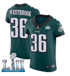 Men's Nike Philadelphia Eagles #36 Brian Westbrook Midnight Green Team Color Vapor Untouchable Elite Player Super Bowl LII NFL Jersey