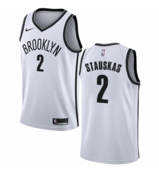 Men's Nike Brooklyn Nets #2 Nik Stauskas Swingman White NBA Jersey - Association Edition