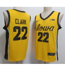 Men's Iowa Hawkeyes #22 Caitlin Clark Yellow Stitched Jersey