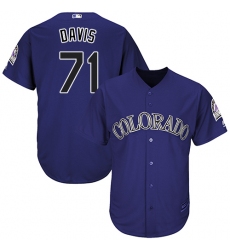 Men's Majestic Colorado Rockies #71 Wade Davis Replica Purple Alternate 1 Cool Base MLB Jersey