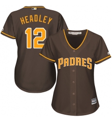 Women's Majestic San Diego Padres #12 Chase Headley Authentic Brown Alternate Cool Base MLB Jersey