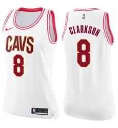 Women's Nike Cleveland Cavaliers #8 Jordan Clarkson Swingman White/Pink Fashion NBA Jersey