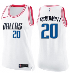 Women's Nike Dallas Mavericks #20 Doug McDermott Swingman White/Pink Fashion NBA Jersey