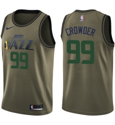 Youth Nike Utah Jazz #99 Jae Crowder Swingman Green Salute to Service NBA Jersey