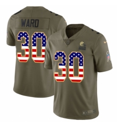 Men's Nike Cleveland Browns #30 Denzel Ward Limited Olive/USA Flag 2017 Salute to Service NFL Jersey