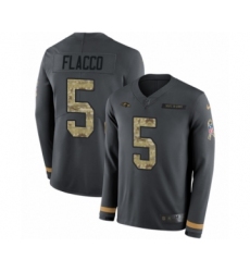 Men's Nike Baltimore Ravens #8 Lamar Jackson Limited Black Salute to Service Therma Long Sleeve NFL Jersey