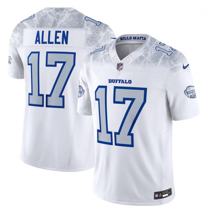 Men's Buffalo Bills #17 Josh Allen White 2025 F.U.S.E. “Rivalries” Vapor Limited Football Stitched Jersey