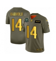 Men's New York Jets #14 Sam Darnold Limited Olive Gold 2019 Salute to Service Football Jersey