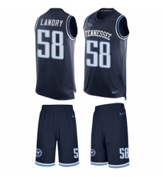 Men's Nike Tennessee Titans #58 Harold Landry Limited Navy Blue Tank Top Suit NFL Jersey