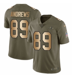 Men's Nike Baltimore Ravens #89 Mark Andrews Limited Olive/Gold Salute to Service NFL Jersey
